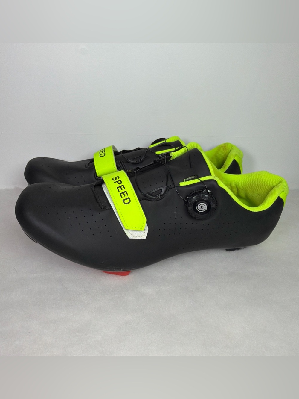 Speed Microtex Cycling Bike Shoes Black Green Size 47EU 12US